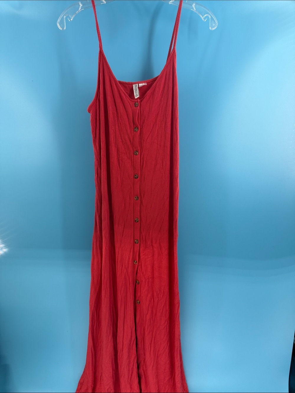Button-Front Spaghetti Strap Maxi Dress